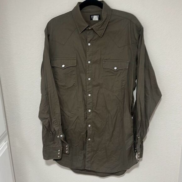 Vintage 90's Schaefer Mens Green High Lonesome Pearl Snap Button Up Shirt Size X - Picture 1 of 5